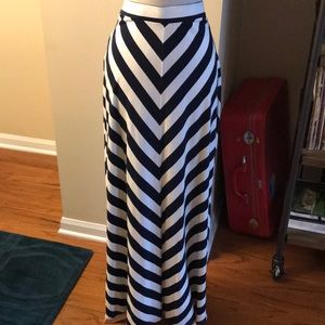 Navy Chevron Maxi Skirt